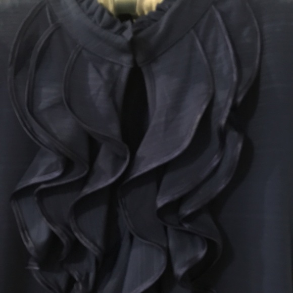 Heart Soul blue Keyhole Ruffle Front Bodycon Blouse Top Size XL - Picture 9 of 16